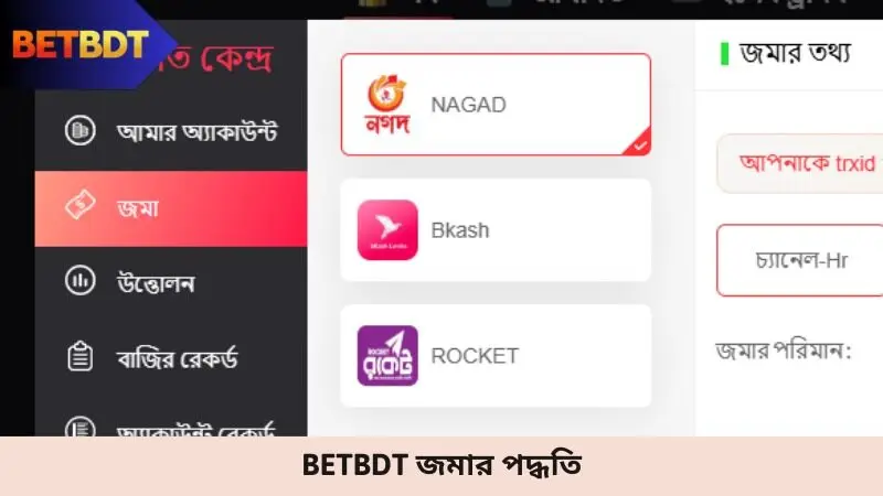Betbdt জমার পদ্ধতি